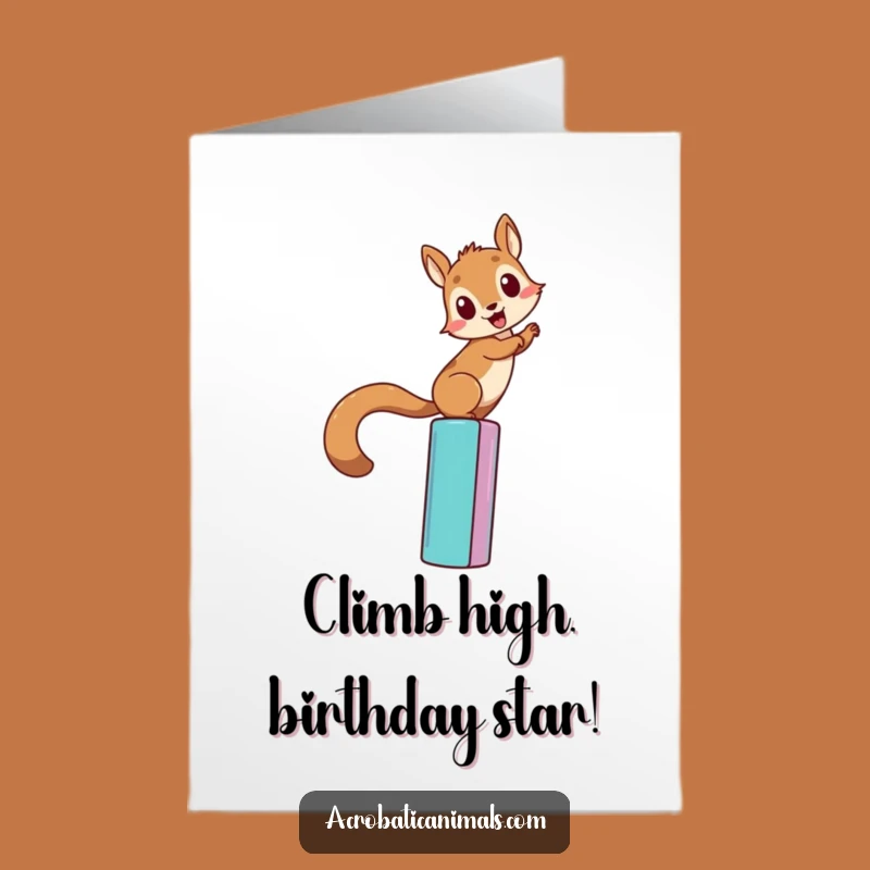 Free Printable Birthday Card: Determined Squirrel Climbing High!