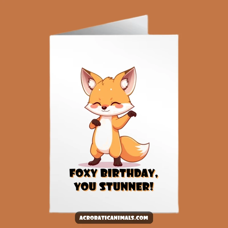Free Printable Fox Birthday Card: Dramatic Pose Downloadable Funny Gift