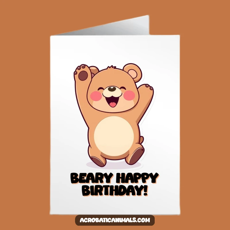 Free Printable Bear Birthday Card: Happy Somersaults for a Joyful Celebration!