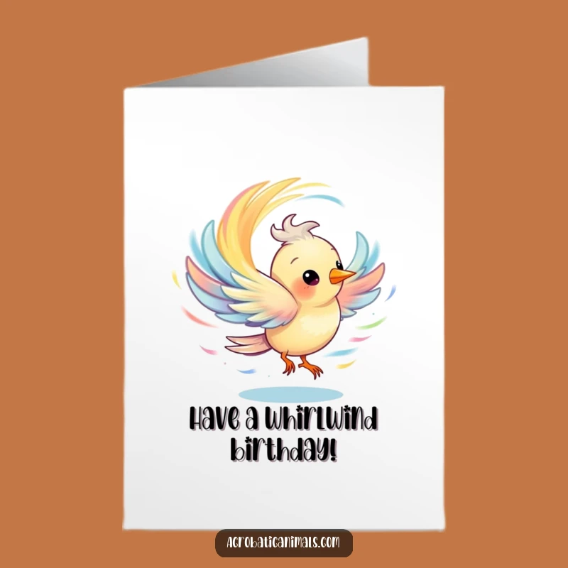 Free Printable Birthday Card: Dizzy Bird Creates Colorful Birthday Whirlwind