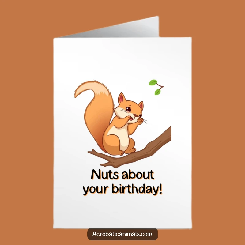 Free Printable Birthday Card: Funny Squirrel Somersault Downloadable Gift