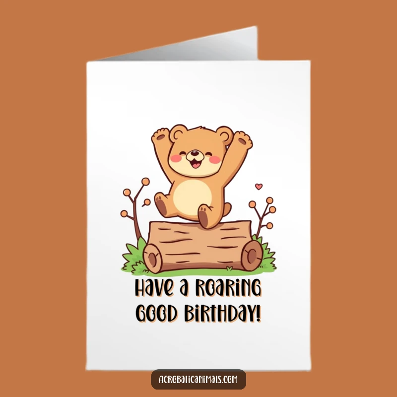 Free Printable Birthday Card: Joyful Bear Cartwheel - Energetic Downloadable Fun