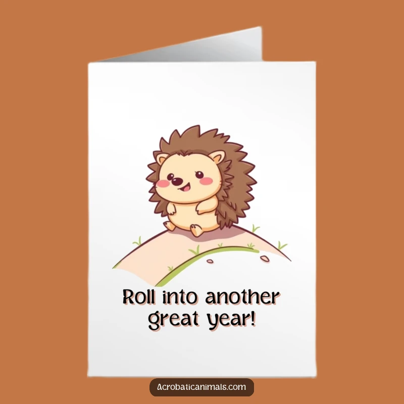 Free Printable Birthday Card: Rolling Hedgehog, Hilarious Downloadable Gift for a Joyful Celebration