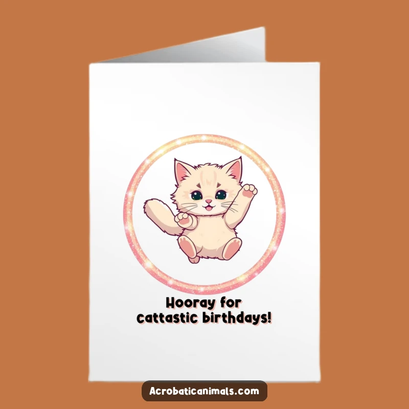 Free Printable Cat Birthday Card: Fluffy Jumper Hoop Downloadable Funny Gift