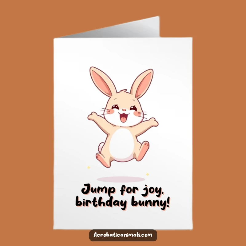 Free Printable Funny Birthday Card: Hoppy Rabbit High Jump Greeting