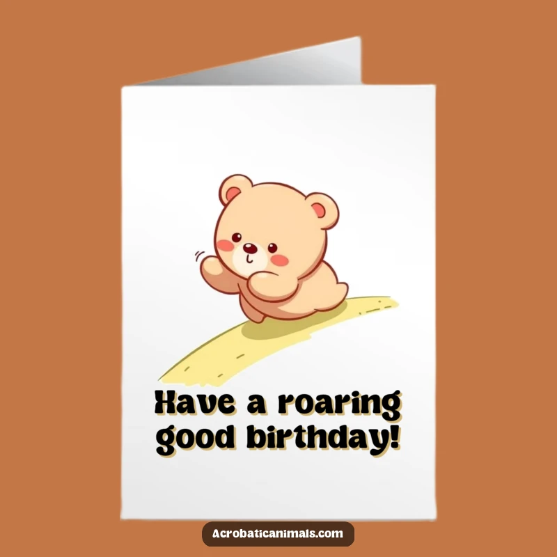 Free Printable Birthday Card: Tumbling Bear Cub's Joyful Birthday Roll