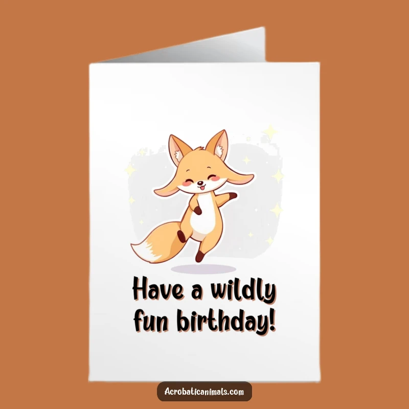 Free Printable Fox Cartwheel Birthday Card: Starry Night Downloadable Gift