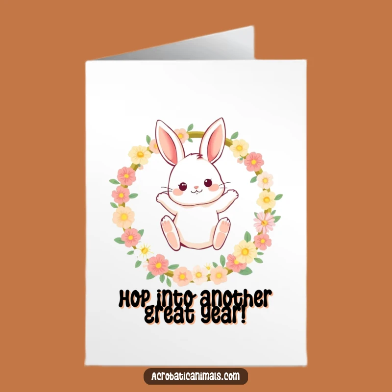 Free Printable Bunny Flower Hoop Birthday Card: Joyful Leap Downloadable Gift