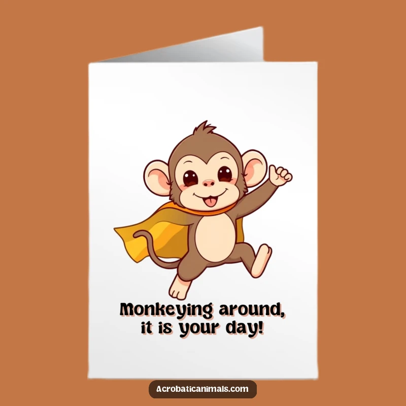 Free Printable Funny Monkey Superhero Birthday Card - Downloadable DIY Gift for Him