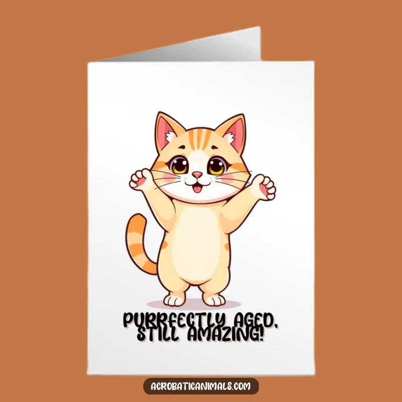 Free Printable Birthday Card: Funny Cat Handstand, Hilarious Downloadable Greeting for Cat Lovers