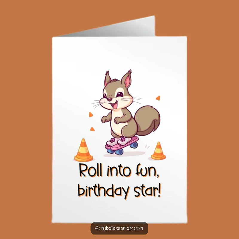 Free Printable Funny Squirrel Skater Birthday Card - Downloadable DIY Gift