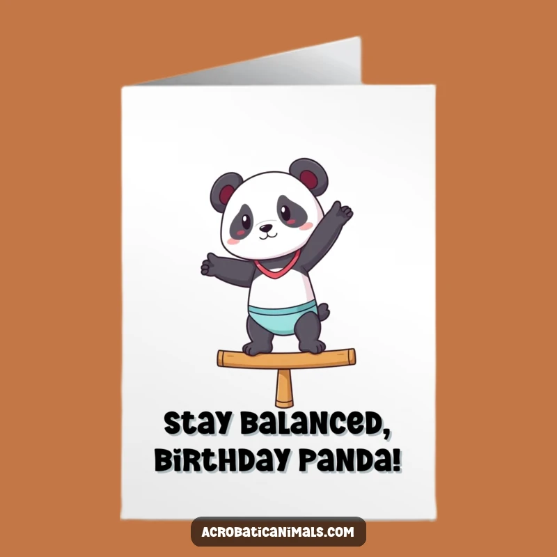 Free Printable Birthday Card: Panda Gymnast's Balanced Birthday Pose