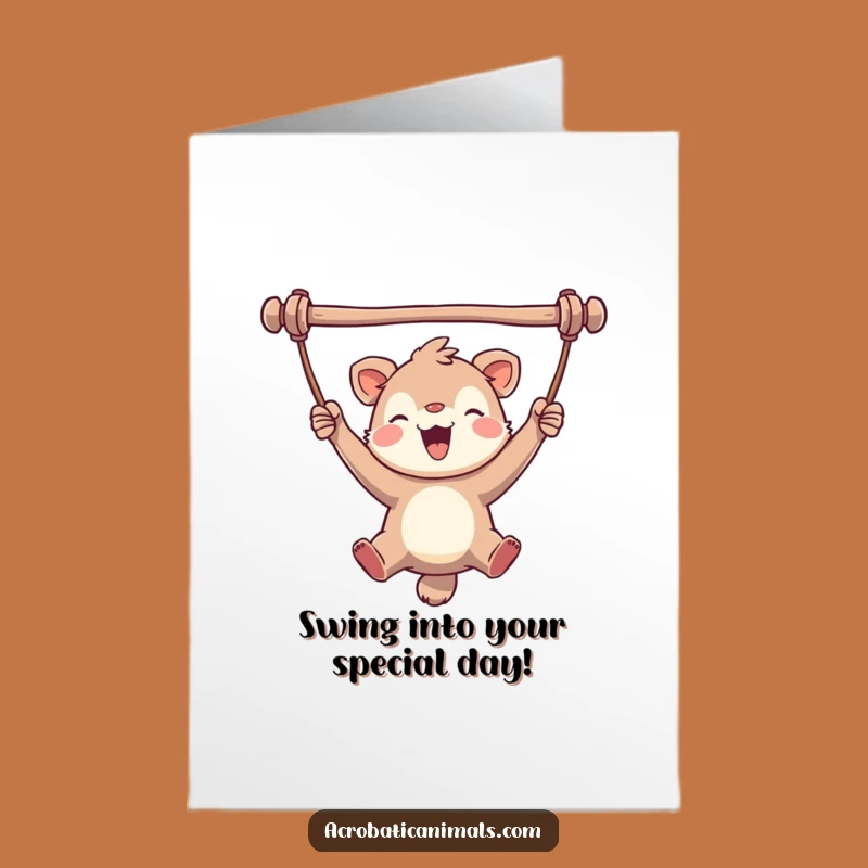 Free Printable Birthday Card: Happy Animal Bar Swing Funny Downloadable Gift