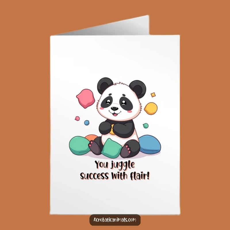 Downloadable Congratulations Card: Juggling Panda, Free Printable for Celebrating Achievements with Humor