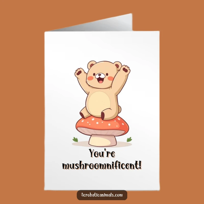 Free Printable Bear Cub Handstand Congrats Card: Cheerful Balance Downloadable