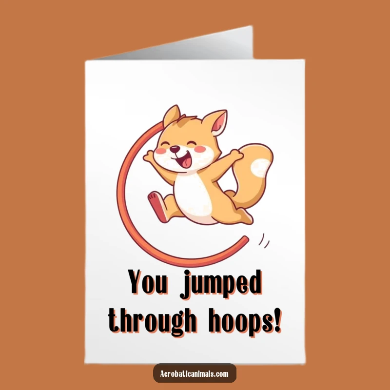 Free Printable Congrats Card: Agile Animal Hoop Jump Funny Downloadable Gift