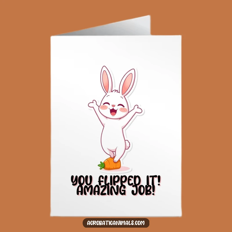 Free Printable Congrats Card: Amusing Rabbit Handstand - Quick Download for Celebration