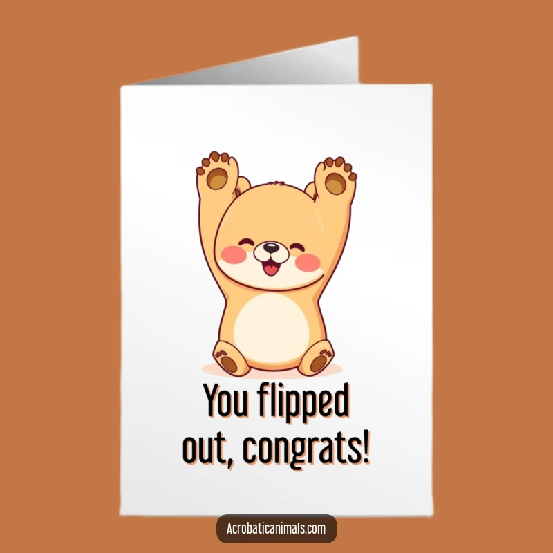 Free Printable Congrats Card: Happy Bear Handstand, Celebrating Achievements with Fun