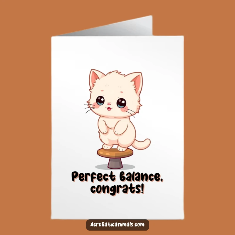 Free Printable Congrats Card: Kitten's Beam Triumph Funny Downloadable Gift