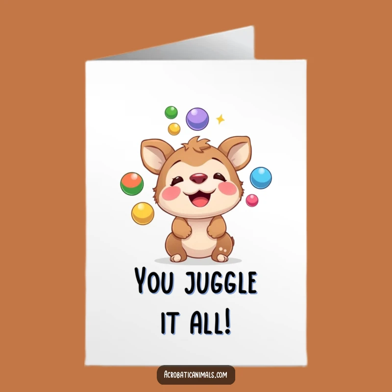 Free Printable Congrats Card: Playful Animal Juggling Funny Downloadable Gift
