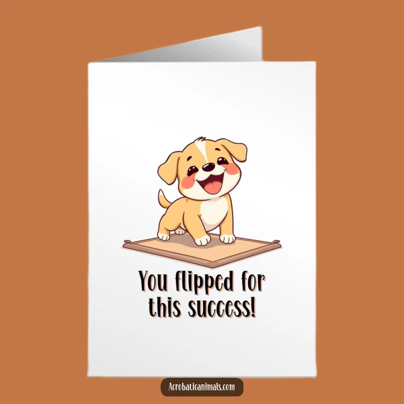 Free Printable Congrats Card: Playful Puppy Mat Tumble Celebration