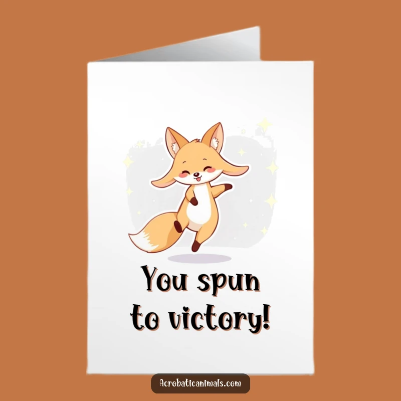 Free Printable Fox Cartwheel Congrats Card: Stellar Achievement Downloadable