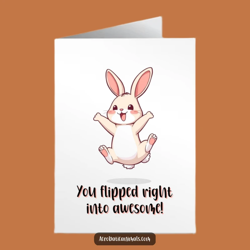 Free Printable Funny Bunny Somersault Congrats Card - Downloadable DIY Gift