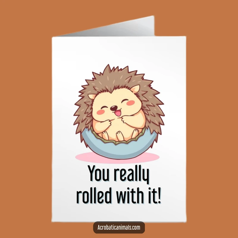 Free Printable Hedgehog Congrats Card: Rolled-Up Joy Downloadable Gift!
