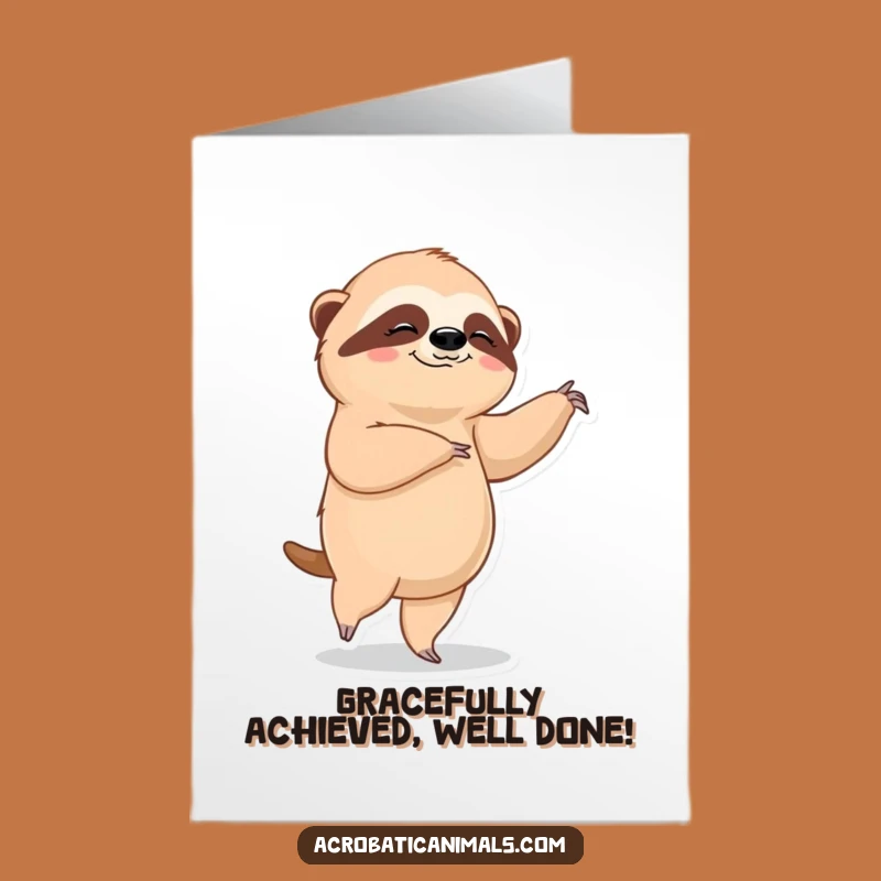 Free Printable Congrats Card: Sloth's Elegant Achievement Pose!
