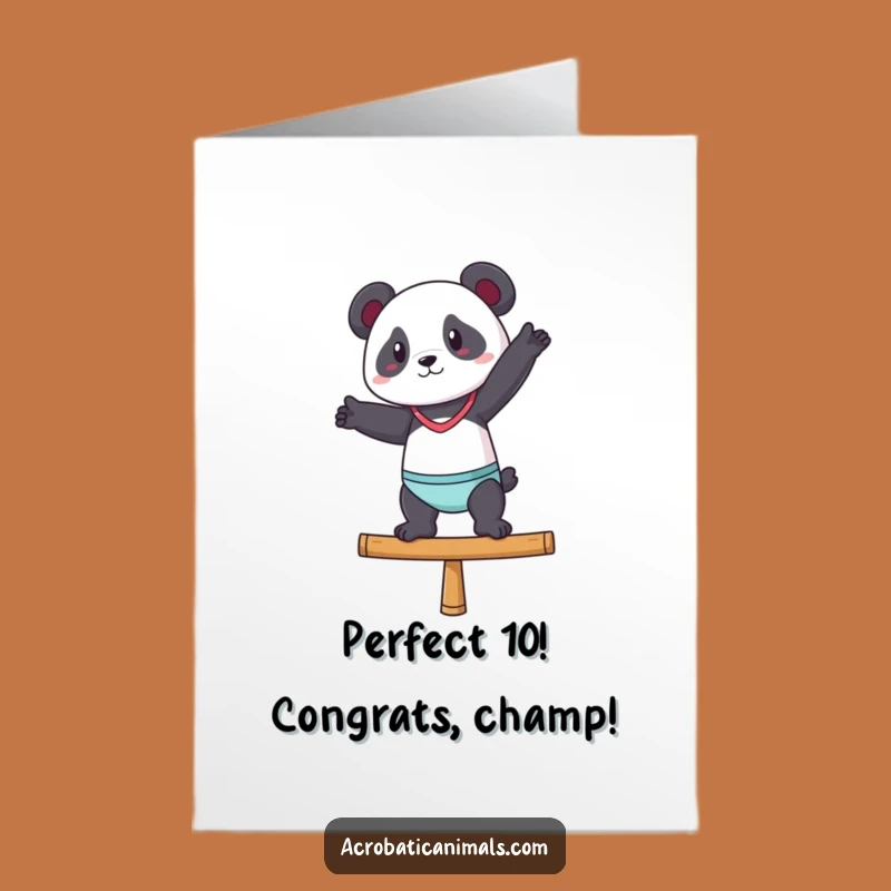 Free Printable Congrats Card: Panda Gymnast's Winning Balance