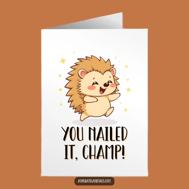 Free Printable Congrats Card: Sparkly Cartwheeling Hedgehog Celebration!