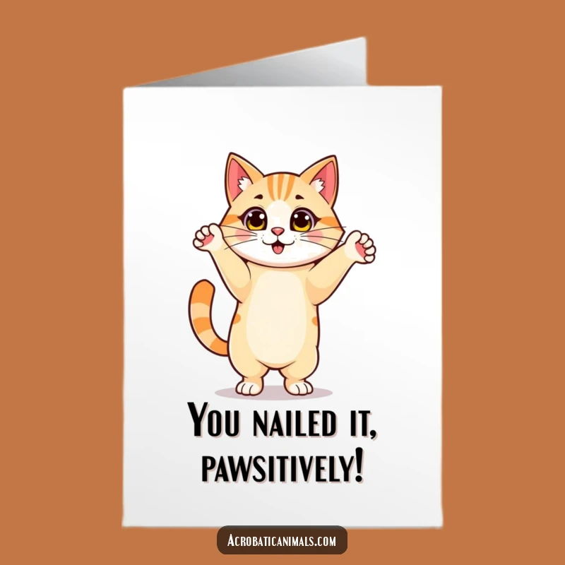 Free Printable Congrats Card: Hilarious Cat Handstand, Amazing Achievement Downloadable Greeting