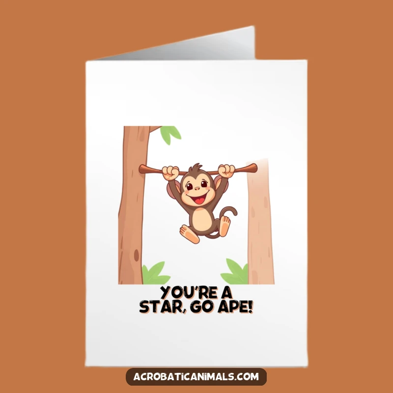 Free Printable Congrats Card: Energetic Monkey Swing, Exciting Downloadable Greeting for Achievers