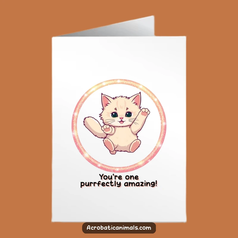 Free Printable Cat Congratulations Card: Fluffy Jumper Hoop Downloadable Funny