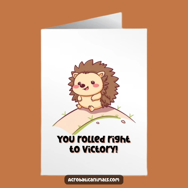 Downloadable Congratulations Card: Rolling Hedgehog, Free Printable for Celebrating Success with Glee