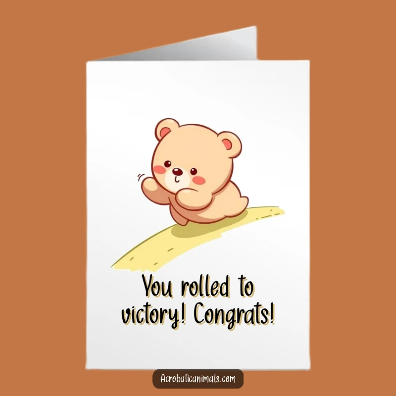 Free Printable Congrats Card: Bear Cub's Triumphant Rolling Celebration