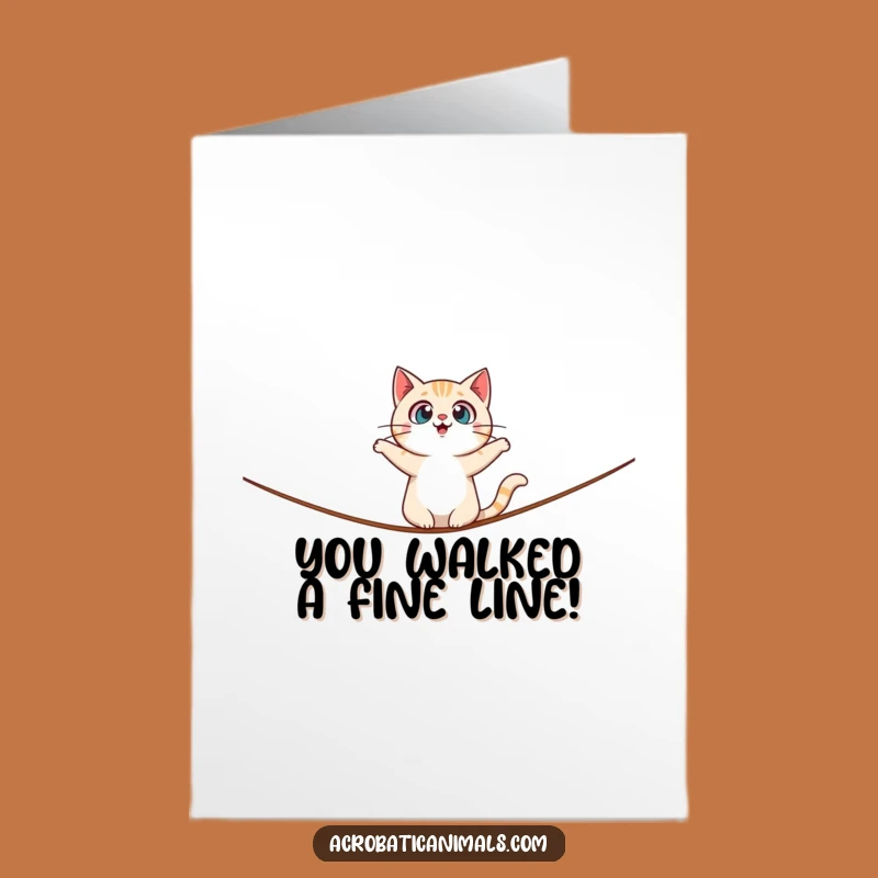 Free Printable Congrats Card: Cat's Tightrope Triumph - Downloadable Surprise