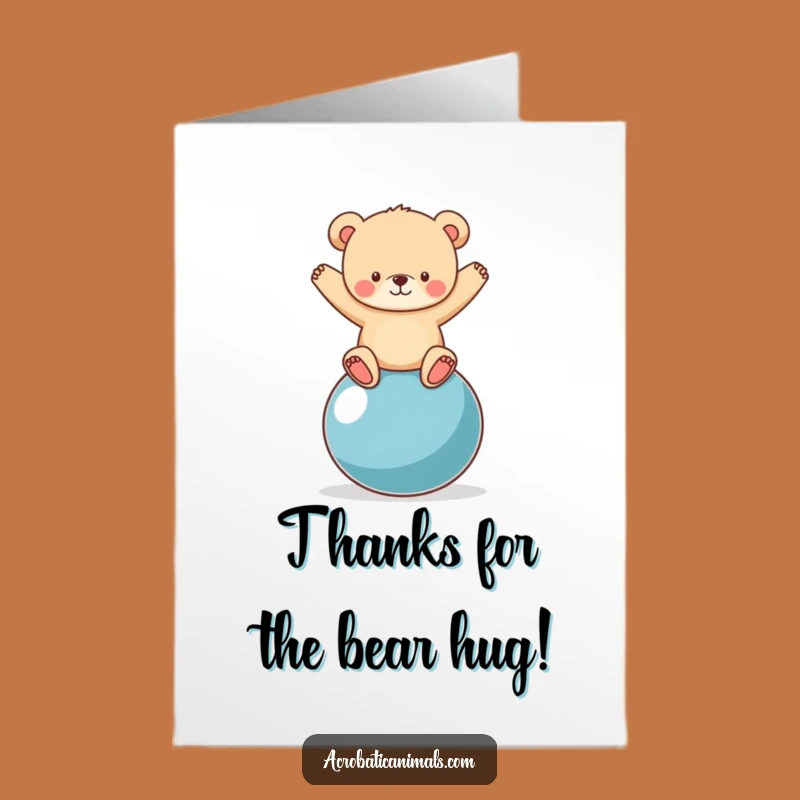 Free Printable Bear Thank You Card: Cute Cub Yoga Ball Downloadable