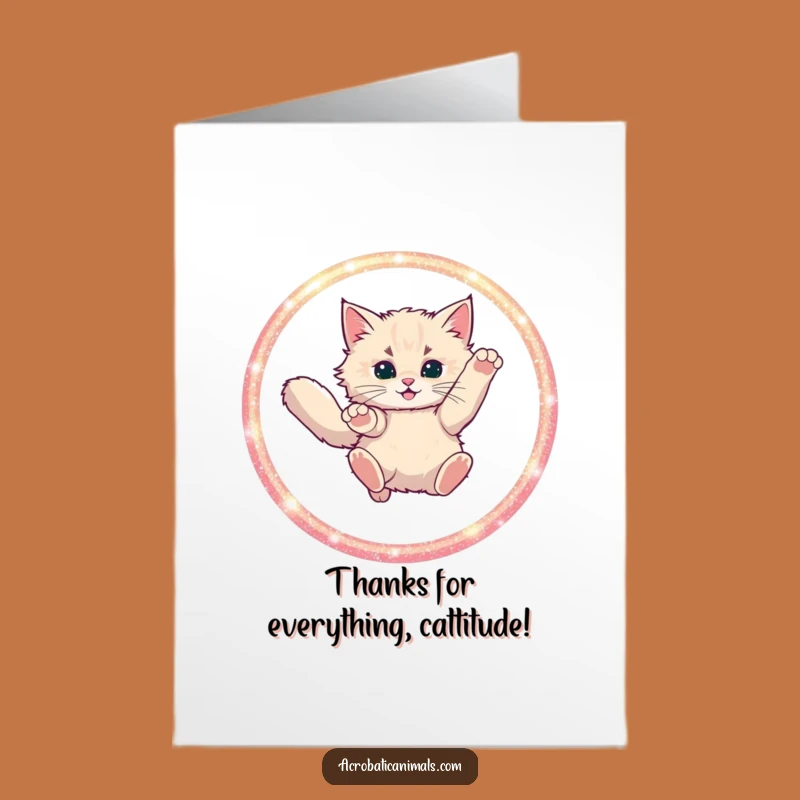 Free Printable Cat Thank You Card: Fluffy Jumper Hoop Downloadable