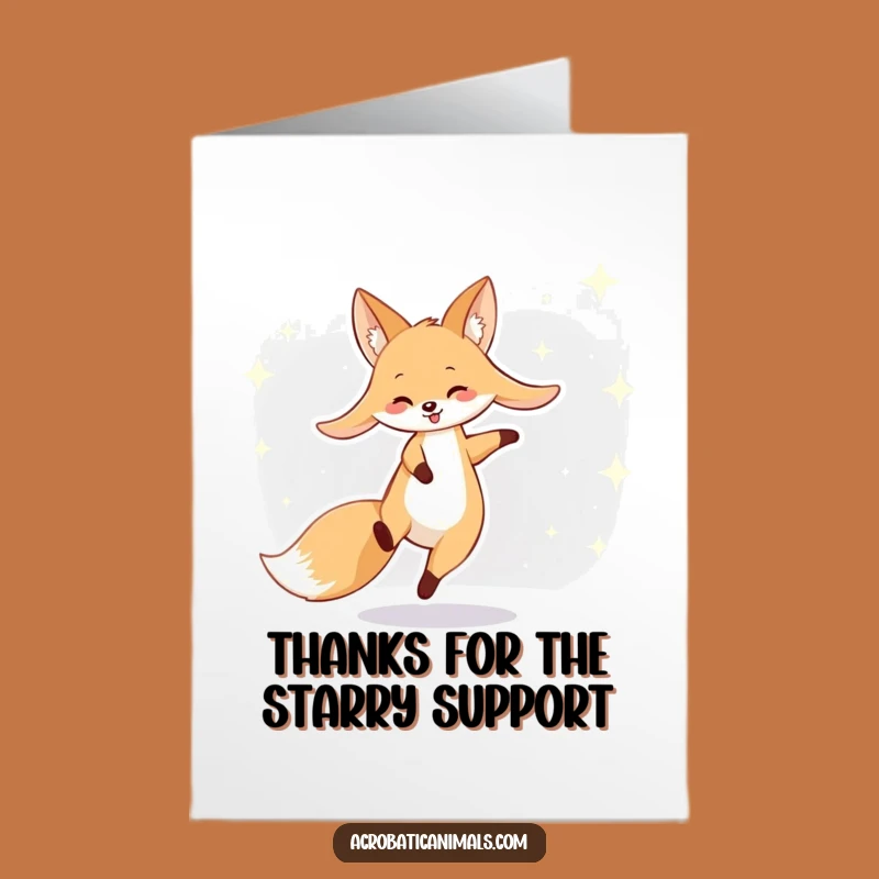 Free Printable Fox Cartwheel Thank You Card: Spirited Gratitude Downloadable