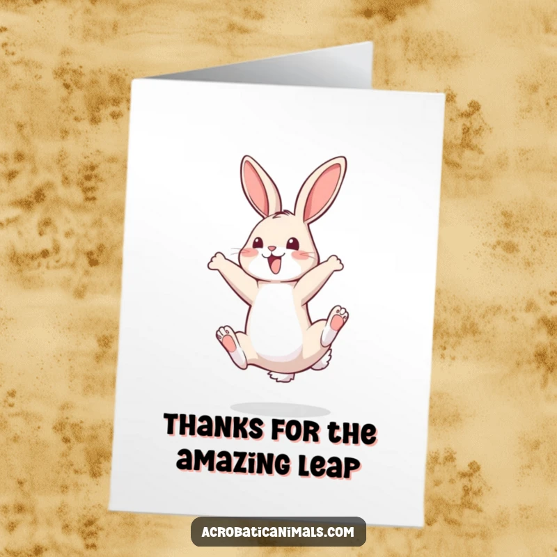 Funny Free Printable Thank You Card: Bouncy bunny performing a perfect somersault. A downloadable DIY greeting.