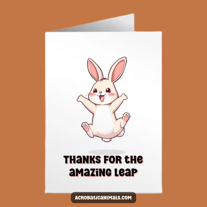 Free Printable Funny Bunny Somersault Thank You Card - Downloadable DIY Gift