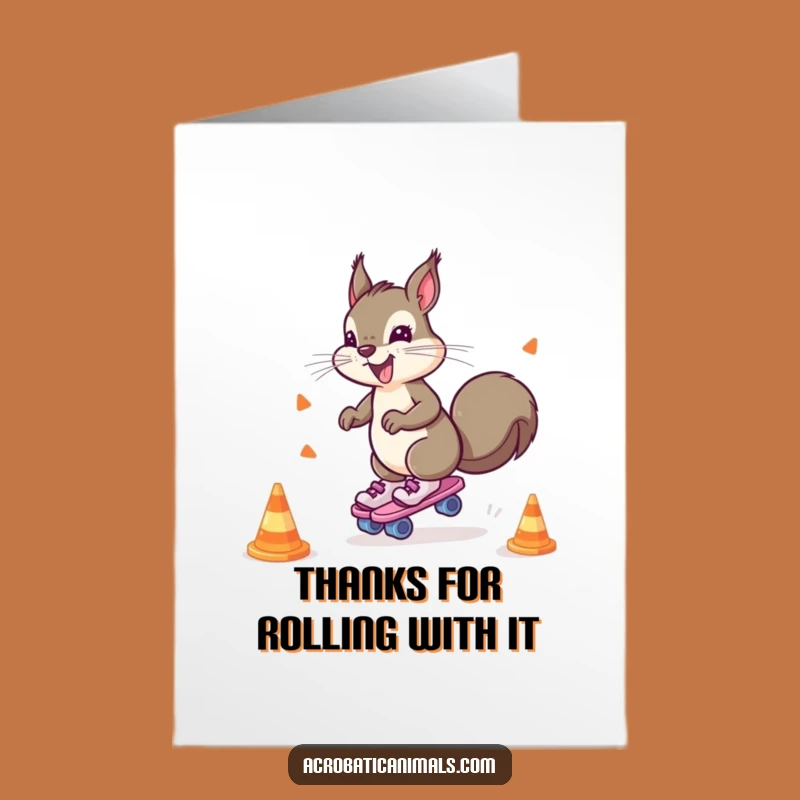Free Printable Funny Squirrel Skater Thank You Card - Downloadable DIY Gift