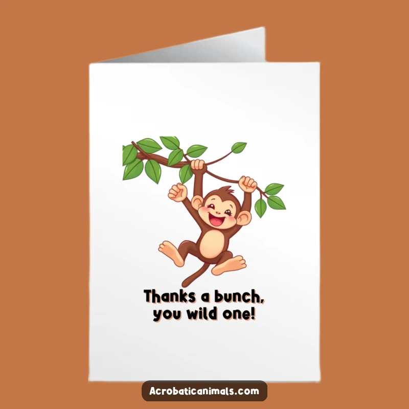 Free Printable Monkey Thank You Card: Swinging Monkey Says Thanks with Joy!