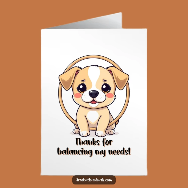 Free Printable Thank You Card: Balancing Dog, Humorous Downloadable Gift for Showing Gratitude