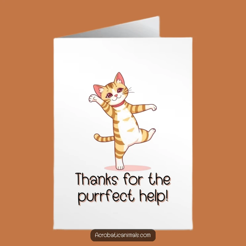 Free Printable Thank You Card: Cat Pirouette, Humorous Downloadable Gift for Sincere Appreciation
