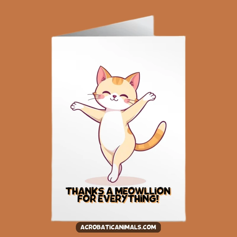 Free Printable Thank You Card: Elegant Cat Arabesque, Express Gratitude with Humor