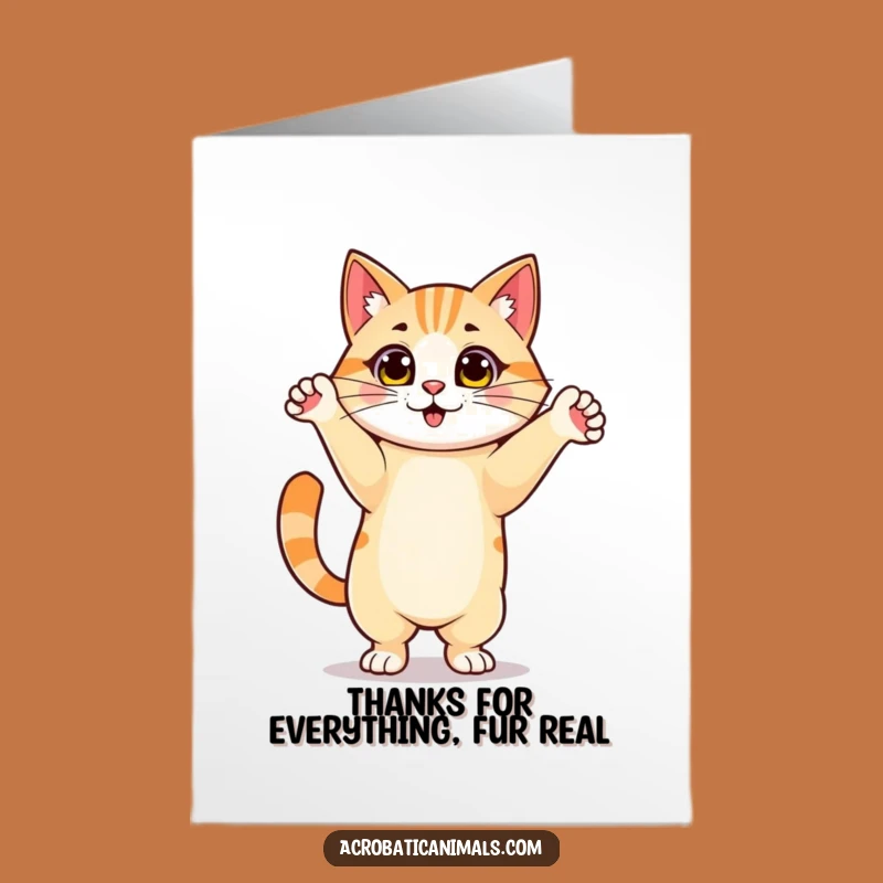 Free Printable Thank You Card: Funny Cat Handstand, Grateful Downloadable Greeting for Cat Lovers
