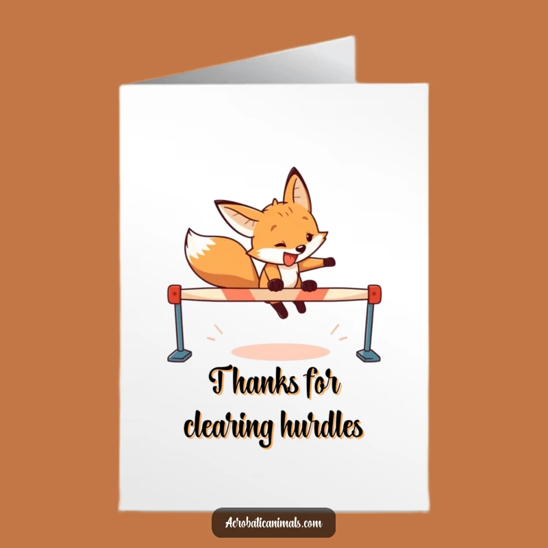 Free Printable Thank You Card: Grinning Fox Jump Downloadable Gift