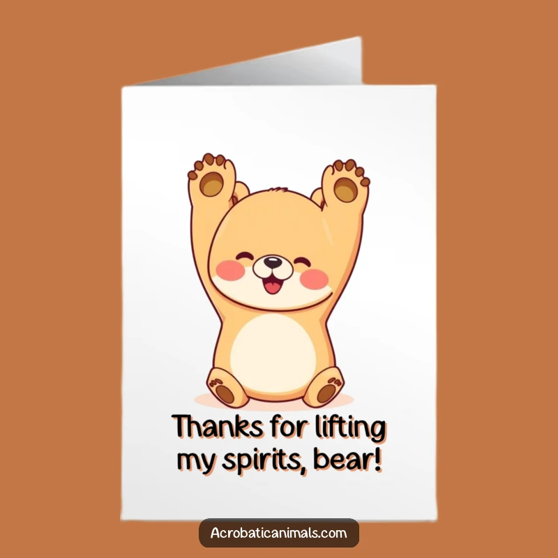 Free Printable Thank You Card: Handstand Bear, Express Gratitude with Playful Spirit